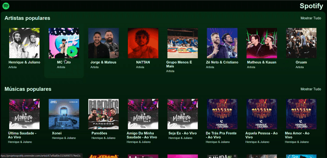 Imagem do projeto Clone do Spotify