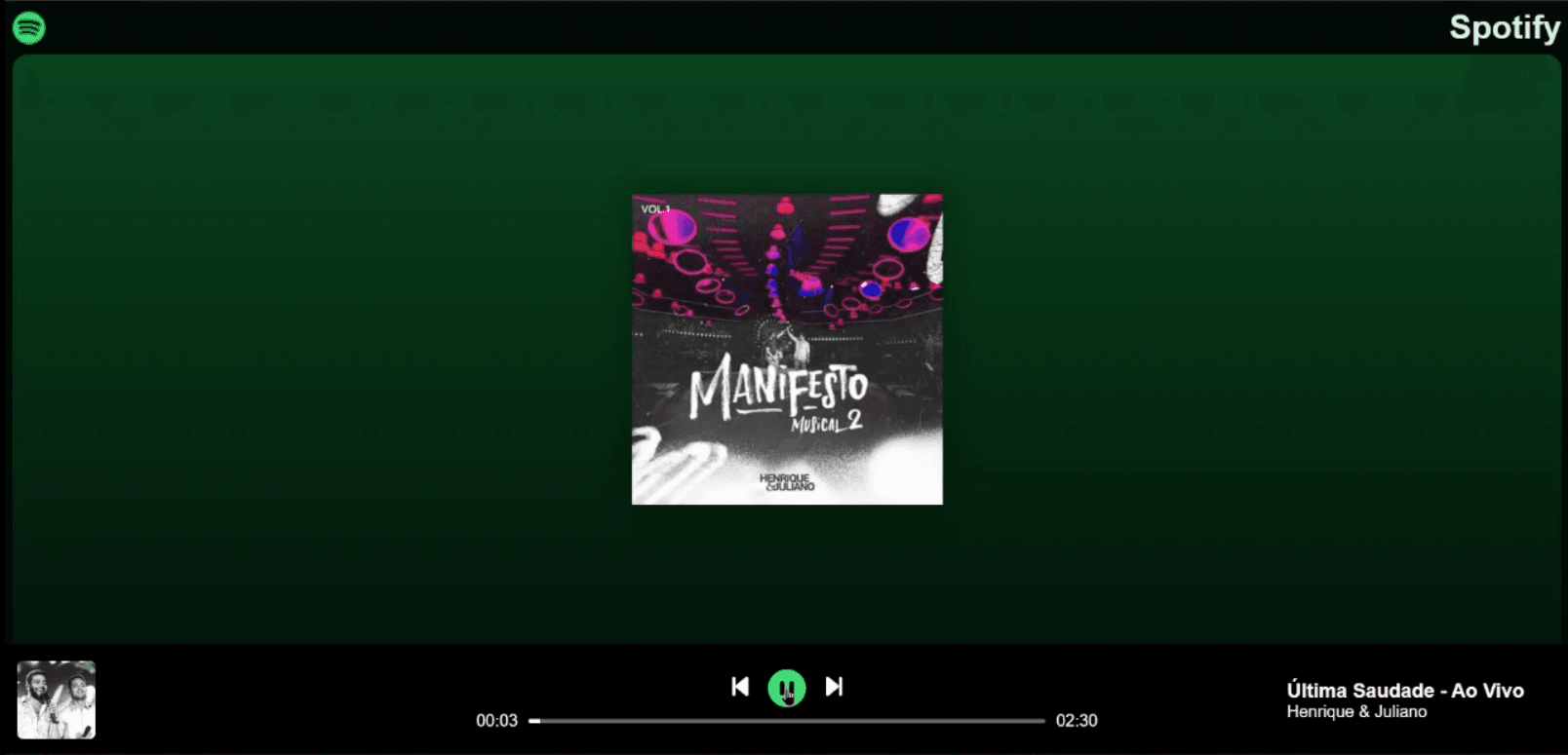 Imagem do projeto Clone do Spotify